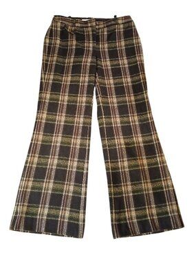 MICHAEL Michael Kors Wool Plaid Wide Leg Dress Trousers